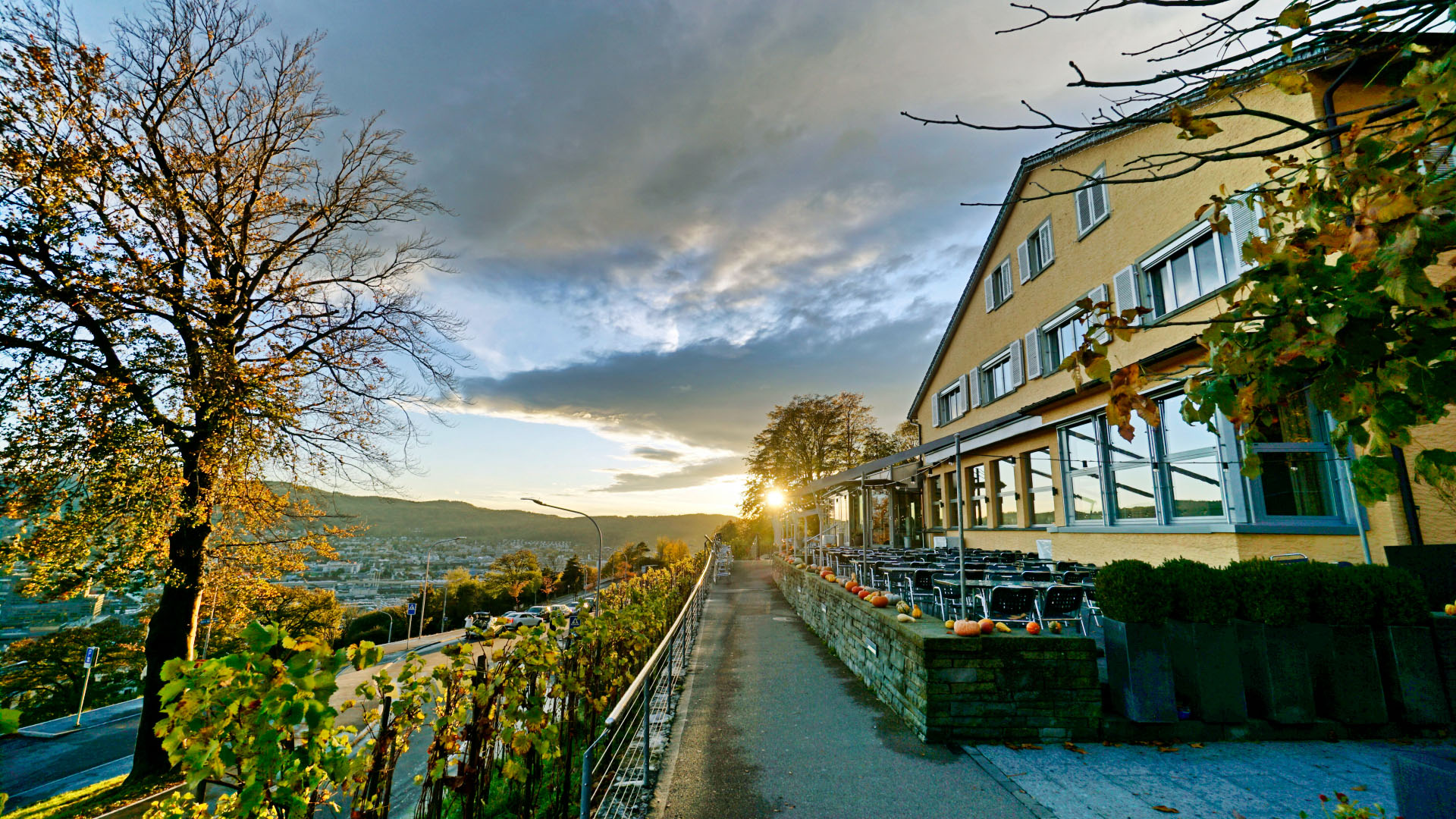 Sonnenuntergang Restaurant Die Waid
